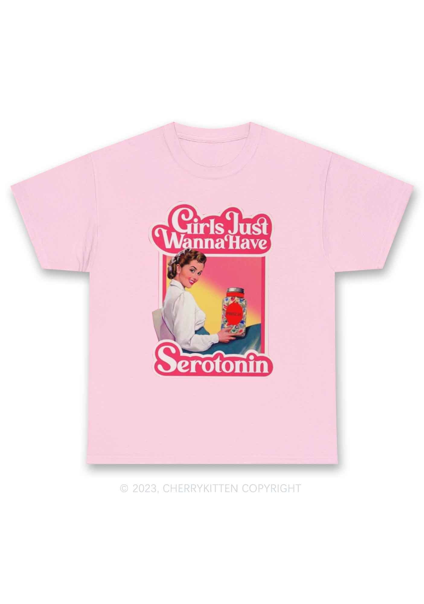 Girls Just Wanna Have Serotonin Y2K Chunky Shirt Cherrykitten