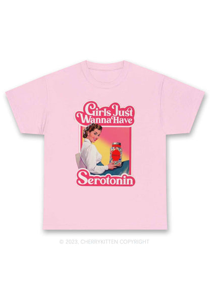 Girls Just Wanna Have Serotonin Y2K Chunky Shirt Cherrykitten