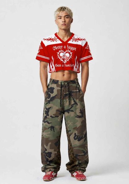 Better Faggot Than Fascist Skull Pride Y2K Crop Sport Jersey Shirts Cherrykitten