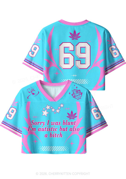 Sorry I Was Blunt Y2K Crop Sport Jersey Shirts Cherrykitten
