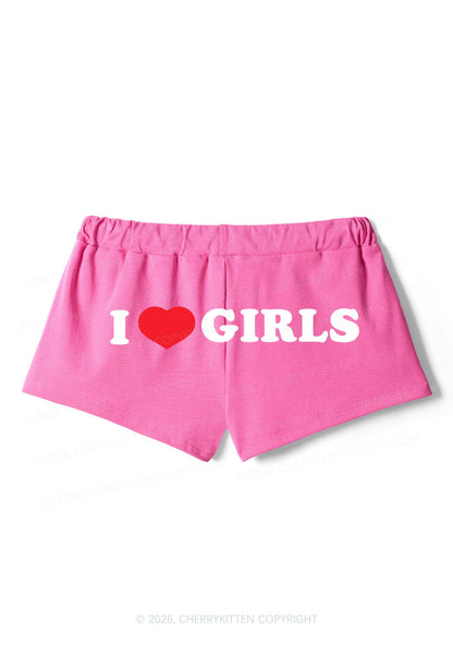 I Love Girls Pride Y2K Drawstring Mini Shorts Cherrykitten