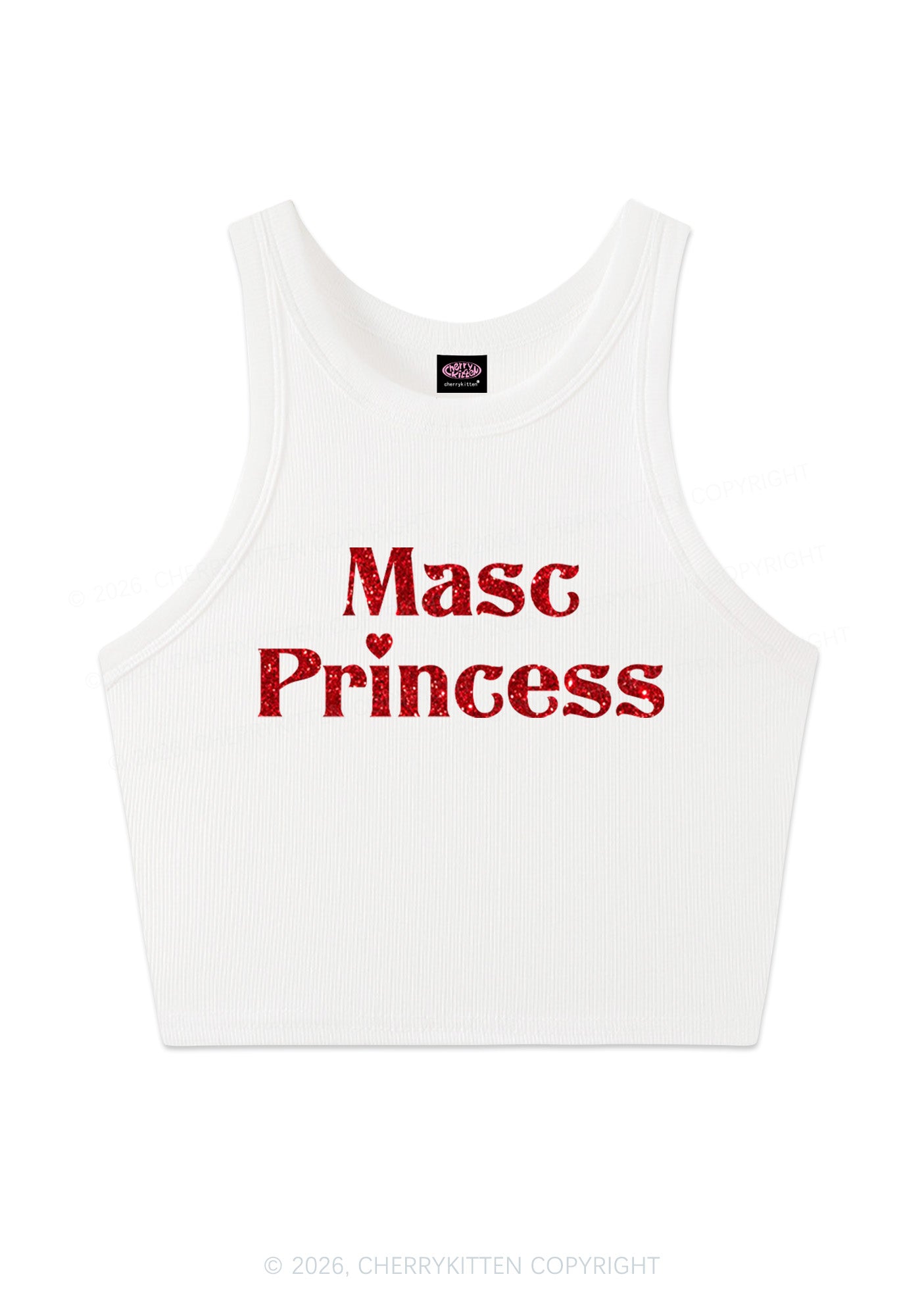 Glitter Masc Princess Pride Y2K Crop Tank Top Cherrykitten