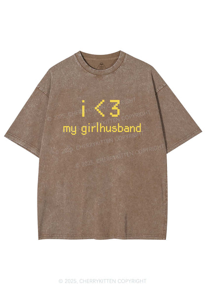 I Love My Girlhusband Y2K Shirts Washed Tee Cherrykitten