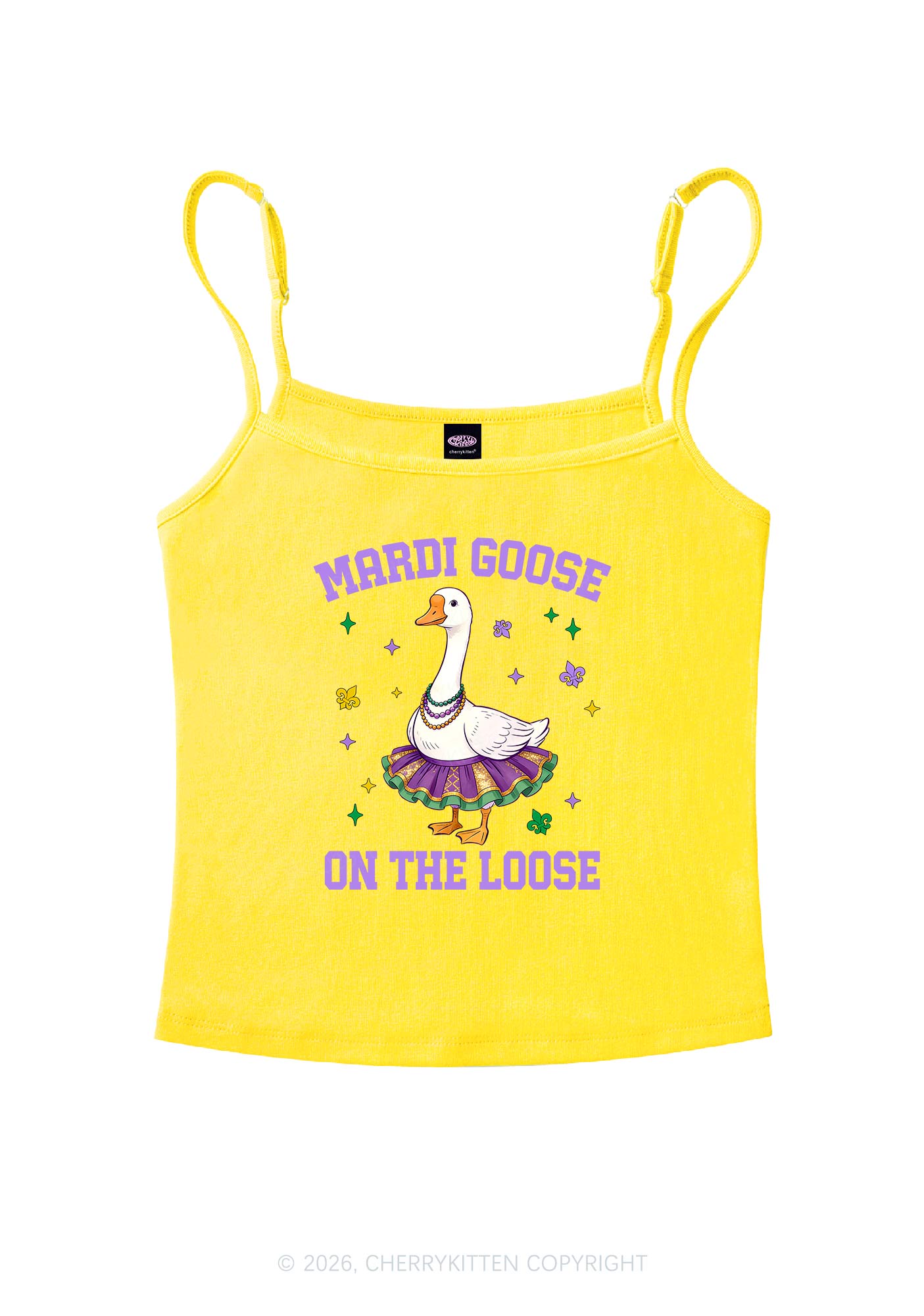 Mardi Gras Goose Y2K Spaghetti Strap Cami Cherrykitten