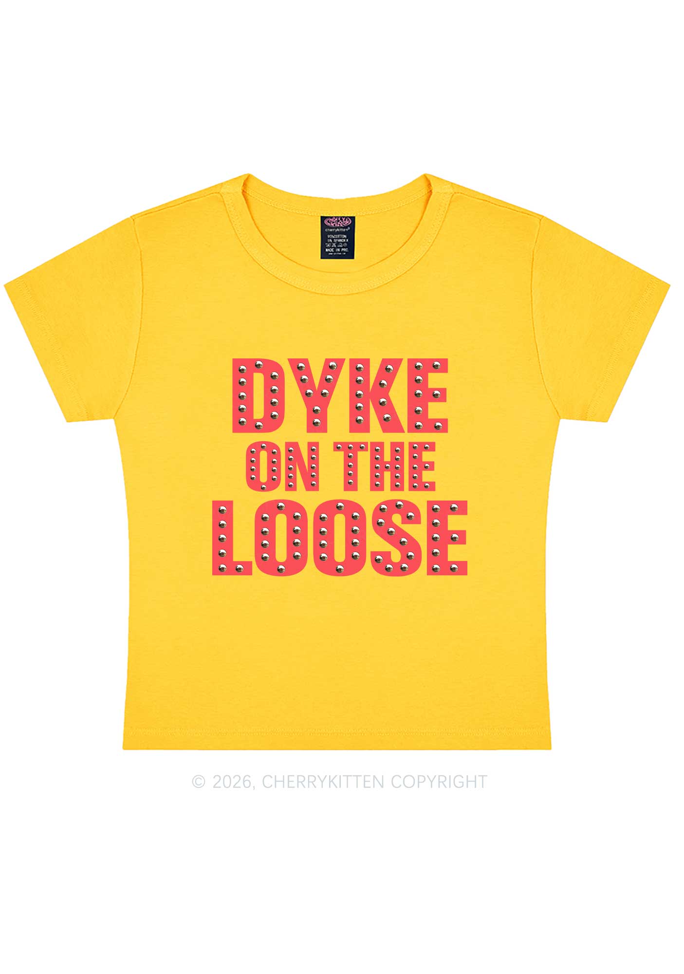Dyke On The Loose Pride Y2K Baby Tee Cherrykitten