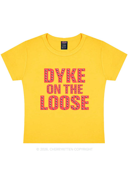 Dyke On The Loose Pride Y2K Baby Tee Cherrykitten