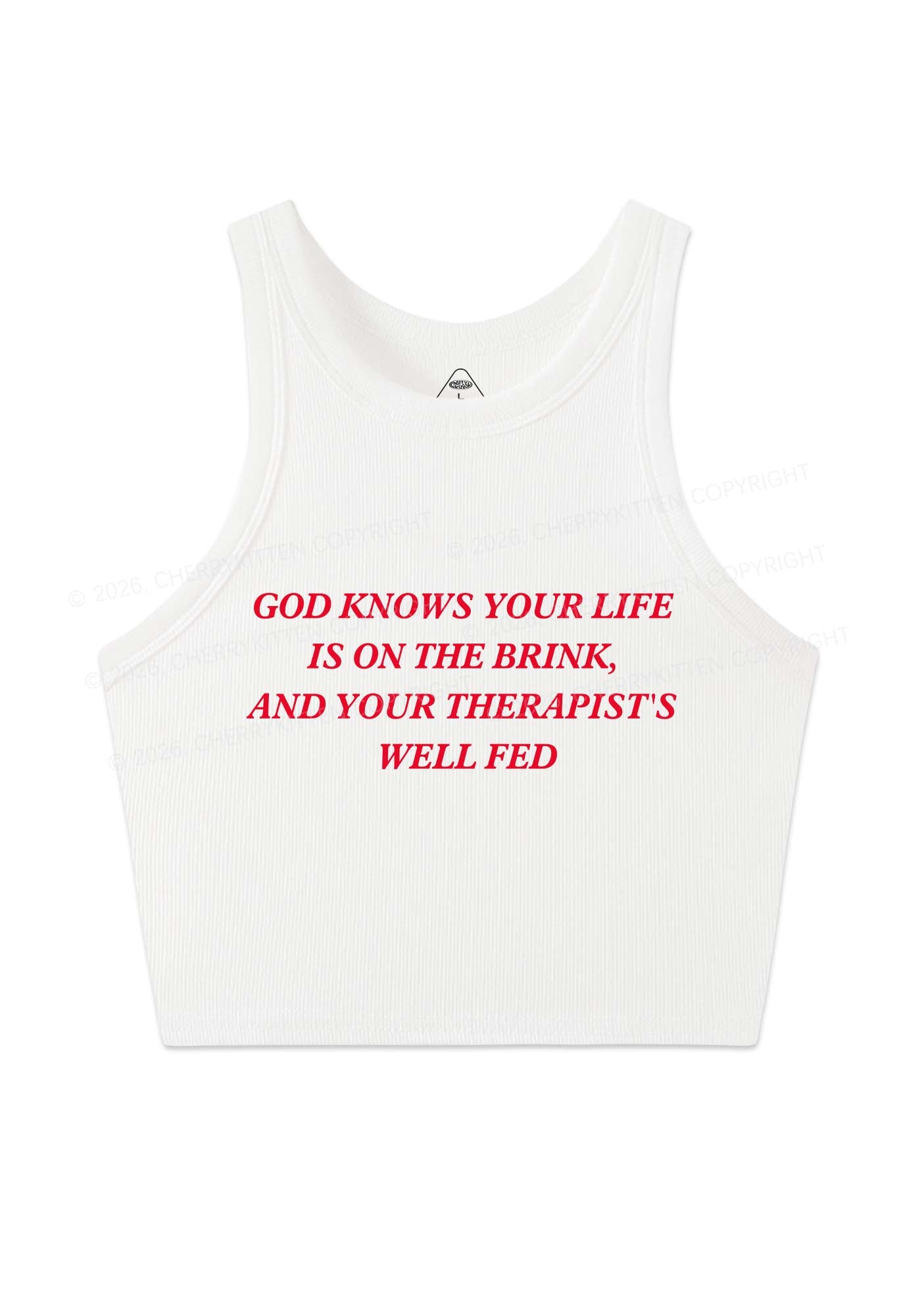 God Knows Your Life Is On The Brink Y2K Crop Tank Top Cherrykitten