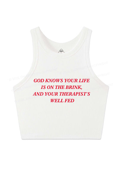 God Knows Your Life Is On The Brink Y2K Crop Tank Top Cherrykitten