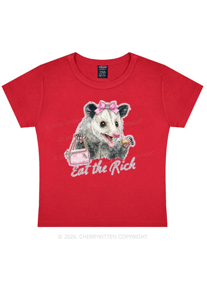 Eat The Rich Possum Y2K Baby Tee Cherrykitten