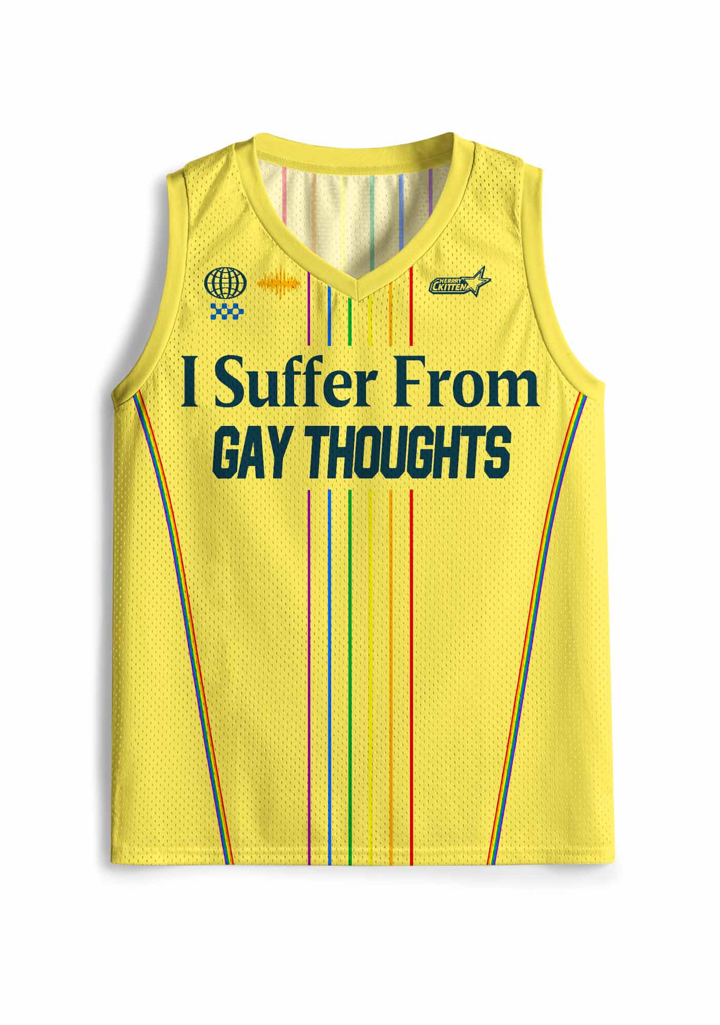 Yellow I Suffer From Gay Thoughts Pride Y2K Sport Jersey Tank Cherrykitten