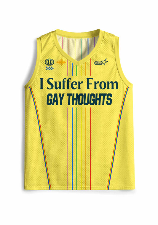 Yellow I Suffer From Gay Thoughts Pride Y2K Sport Jersey Tank Cherrykitten