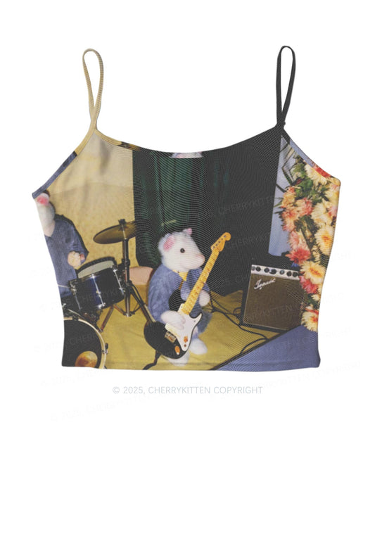 Hamster Rock Band Y2K Mesh Cami Tank Cherrykitten