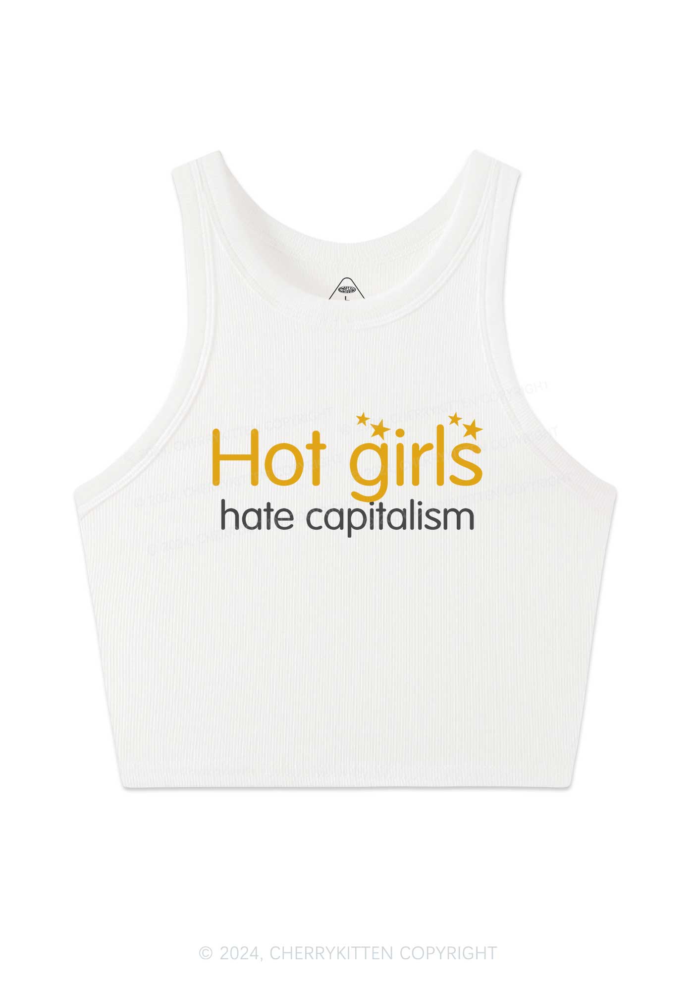 Hot Girls Hate Capitalism Y2K Crop Tank Top Cherrykitten