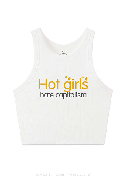 Hot Girls Hate Capitalism Y2K Crop Tank Top Cherrykitten
