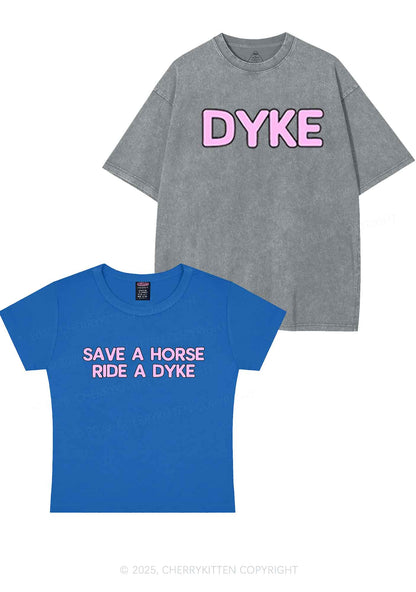 Save Horse Ride Dyke Y2K Valentine's Day Couple Shirt Cherrykitten