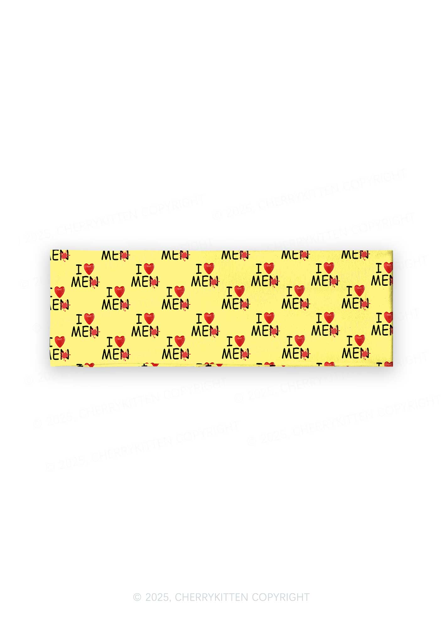 Love Me Not Men Yellow Valentine's Day Y2K Print Headband Cherrykitten