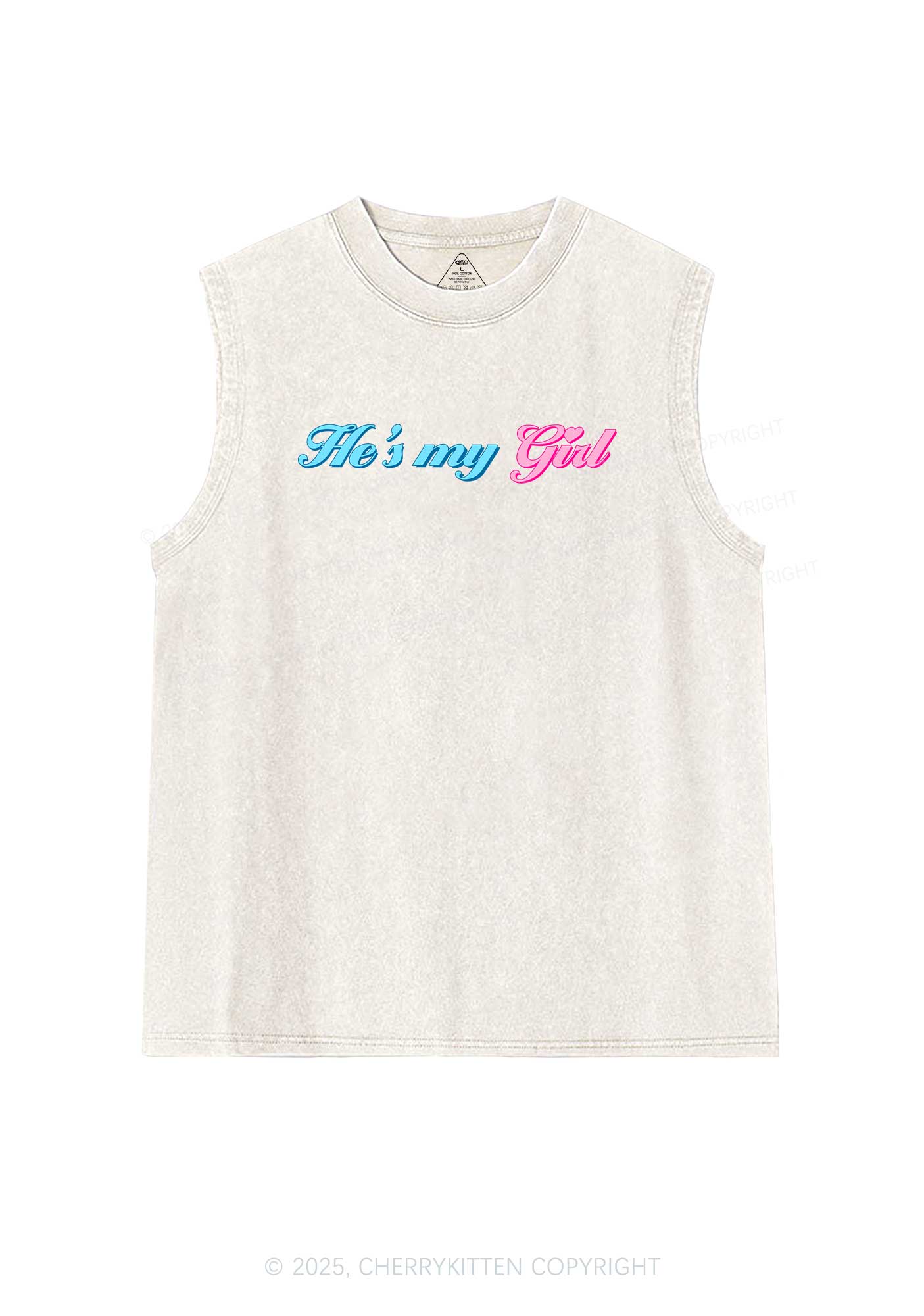 He Is My Girl Pride Y2K Washed Muscle Tank Cherrykitten