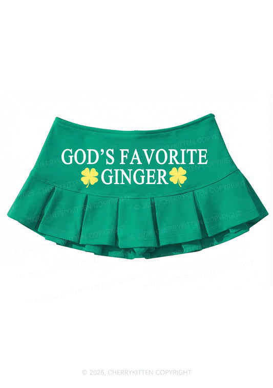 Gods Favorite Ginger St Patricks Y2K Mini Pleated Skirts Cherrykitten