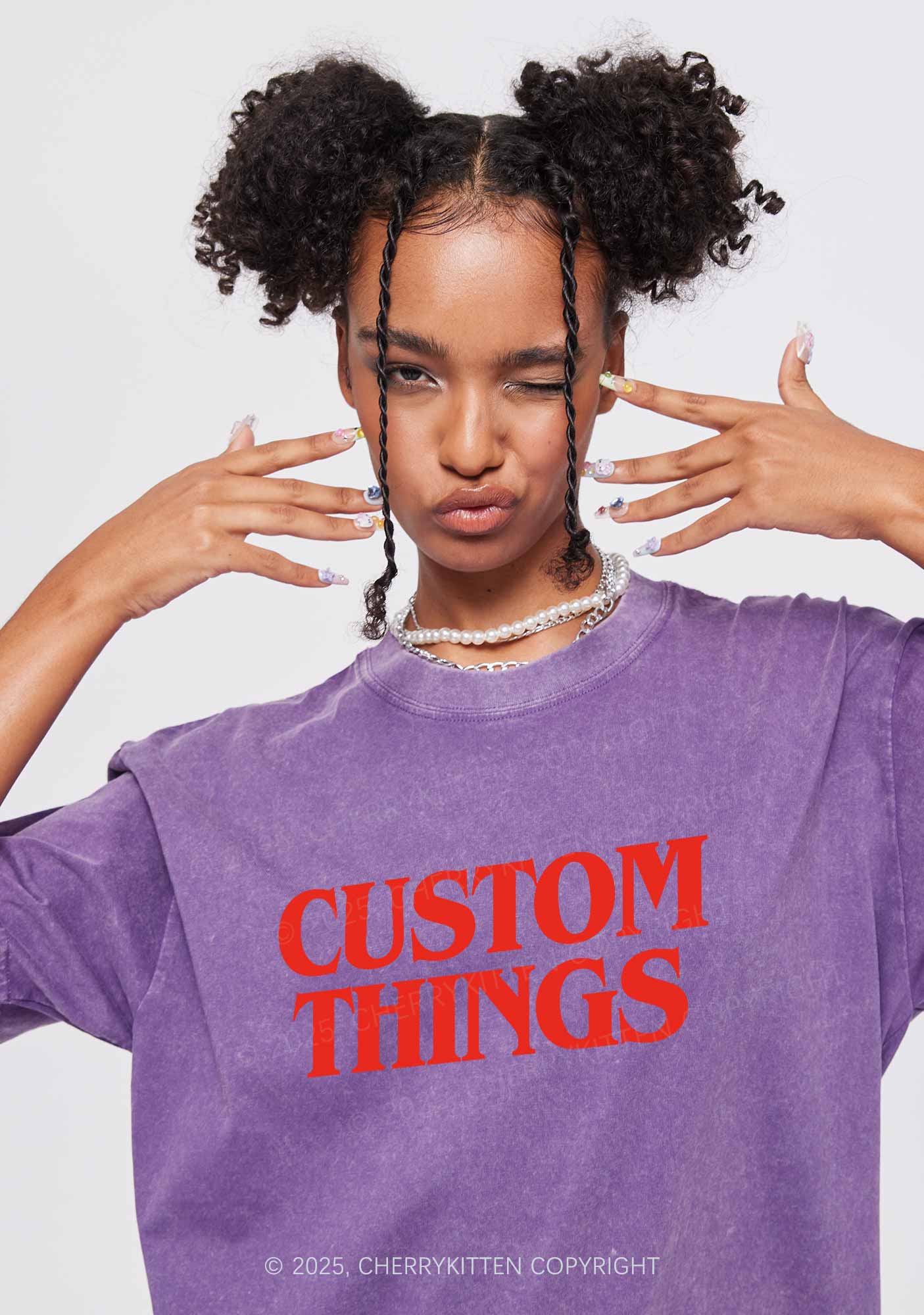 Custom Things Y2K Shirts Washed Tee Cherrykitten