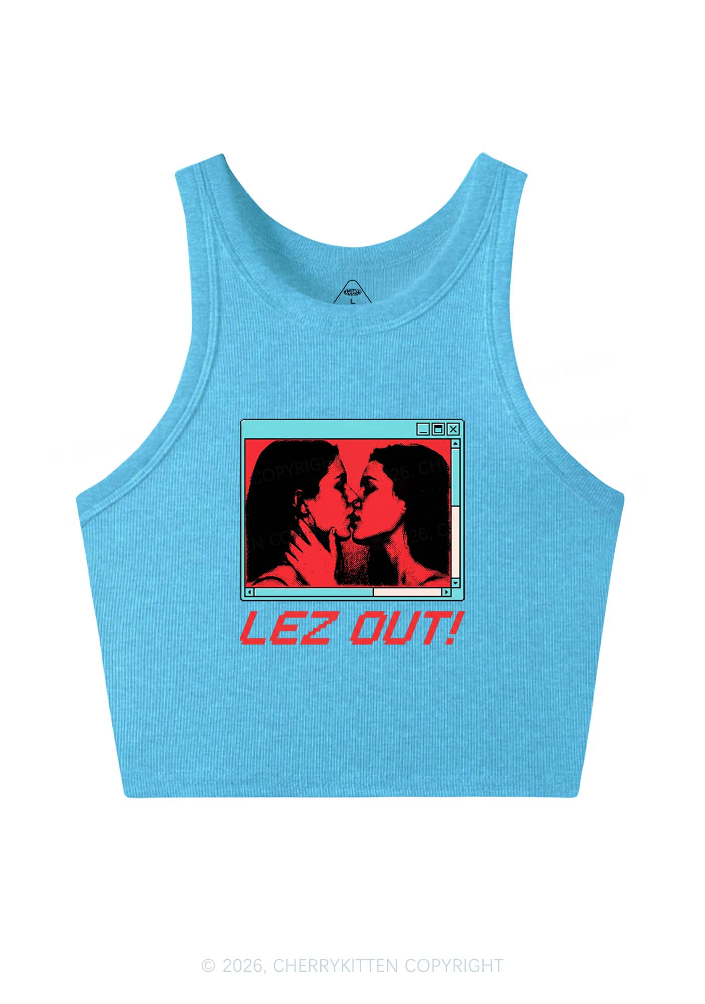 Lez Out Pride Y2K Crop Tank Top Cherrykitten