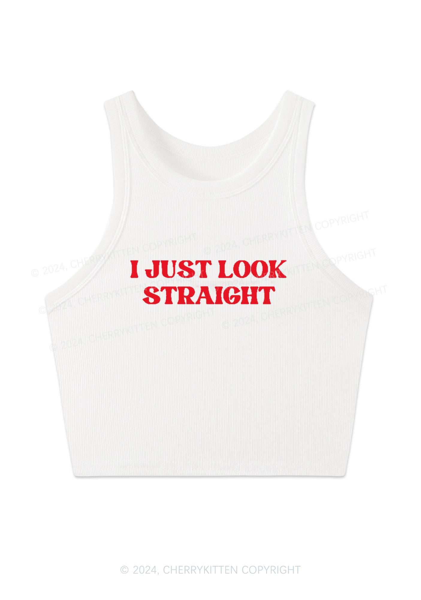 I Just Look Straight Y2K Crop Tank Top Cherrykitten