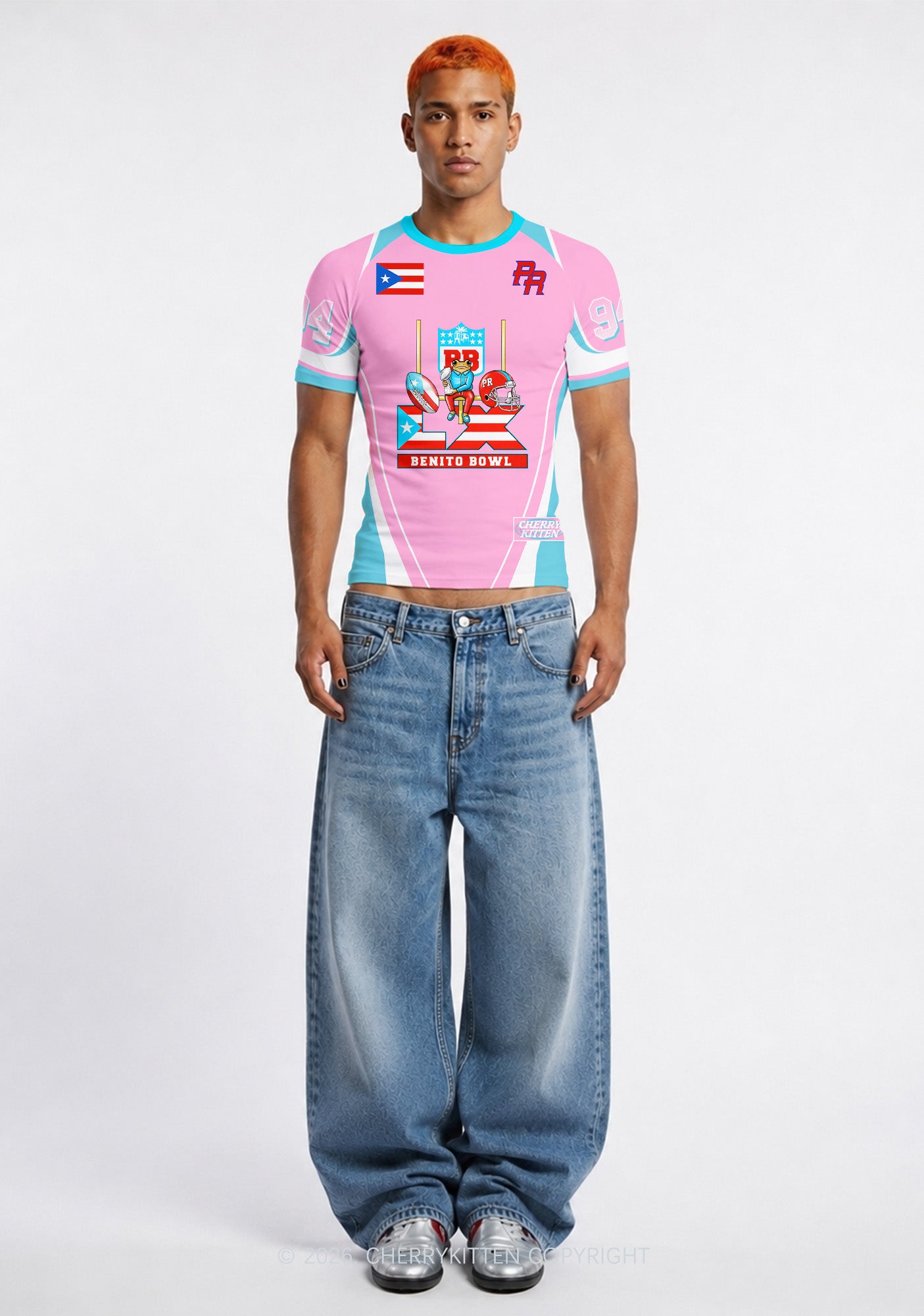 Pink Frog Y2K Football Jersey Shirts Cherrykitten