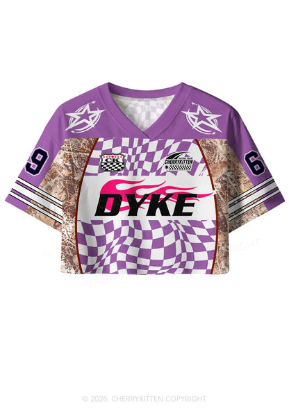 Purple Plaid Dyke Pride Y2K Crop Sport Jersey Shirts Cherrykitten