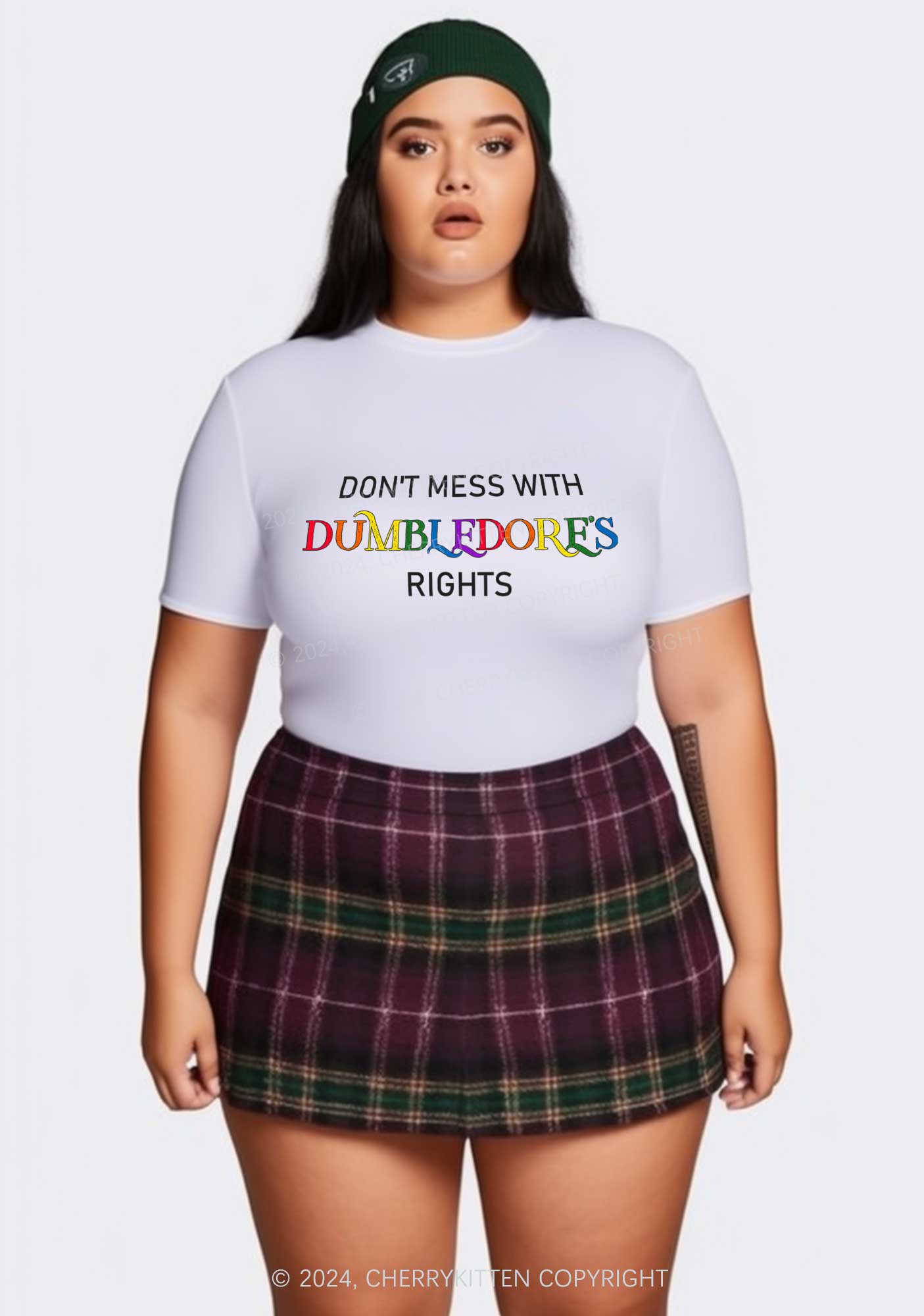 Curvy Dumbledore's Rights Y2K Baby Tee Cherrykitten