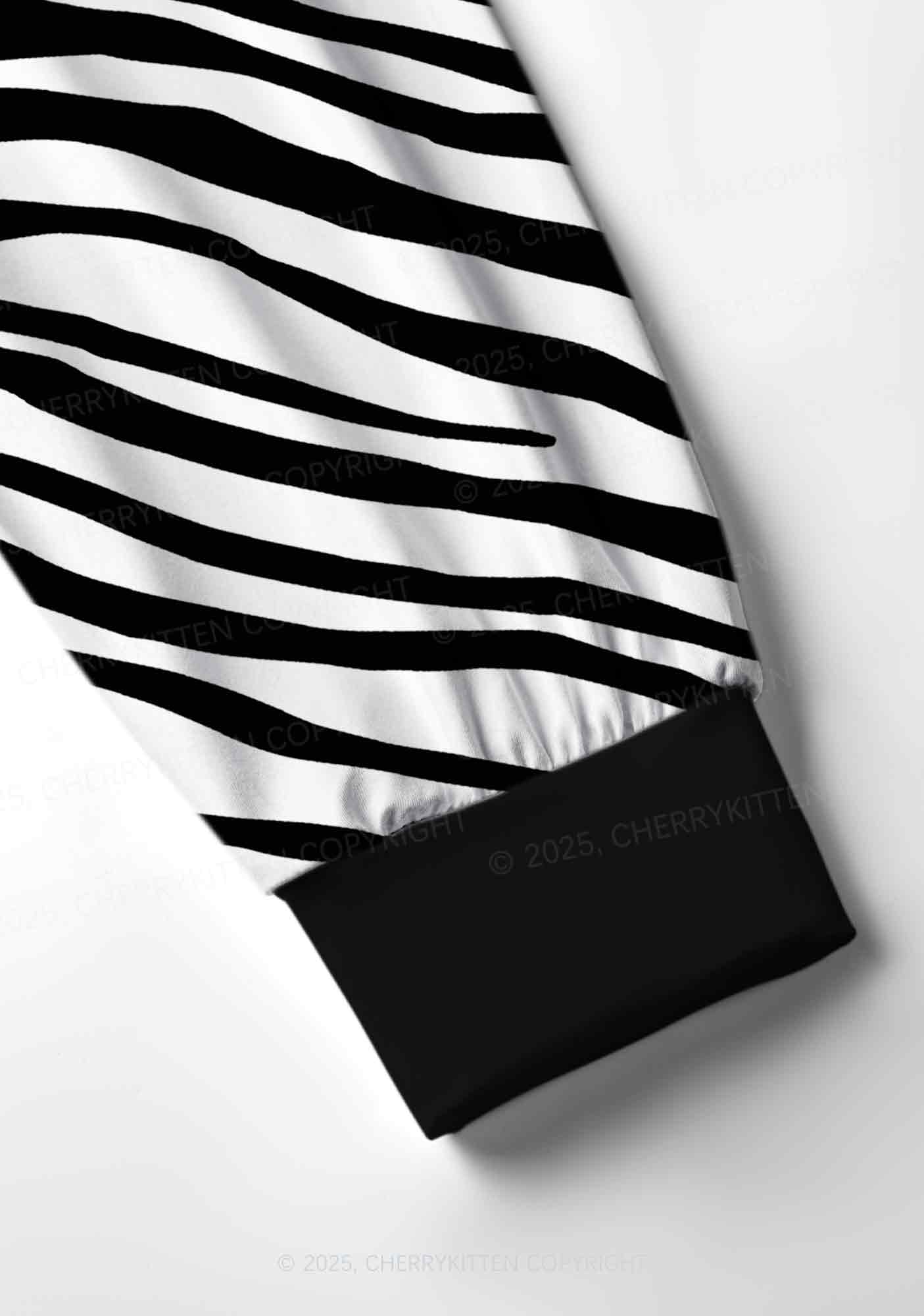 Zebra Pattern Y2K Print Long Sleeve Pajama Set Cherrykitten