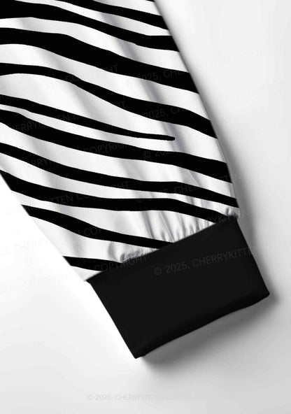 Zebra Pattern Y2K Print Long Sleeve Pajama Set Cherrykitten