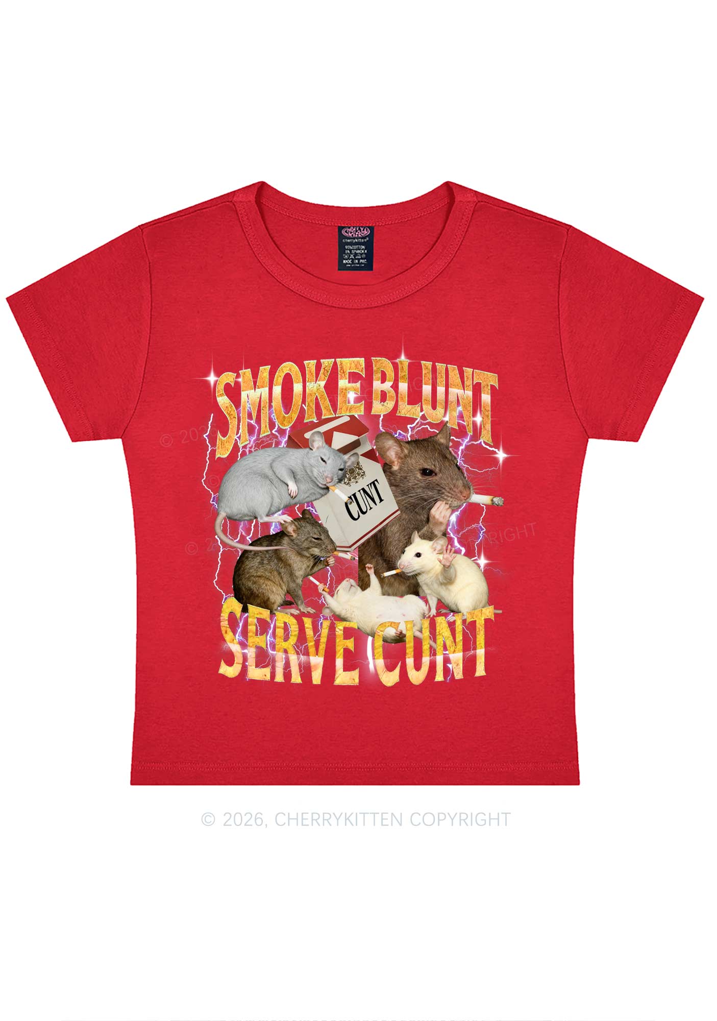 Smoke Blunt Rats Y2K Baby Tee Cherrykitten