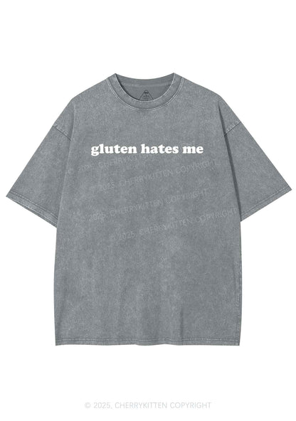 Gluten Hates Me Y2K Shirts Washed Tee Cherrykitten
