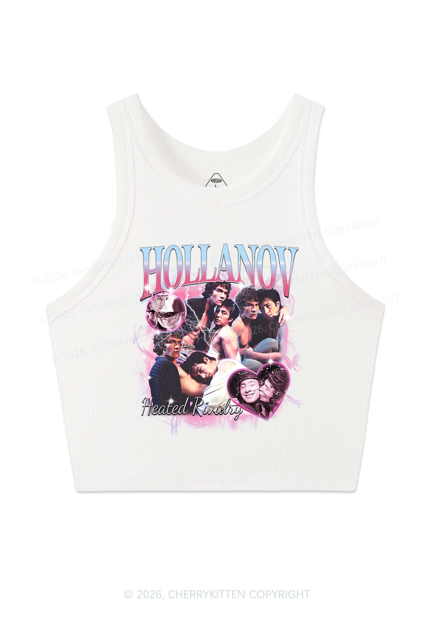 Retro Pink Blue HR Y2K Crop Tank Top Cherrykitten
