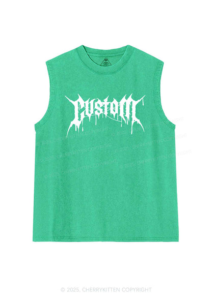 Custom Font Art Y2K Washed Muscle Tank Cherrykitten
