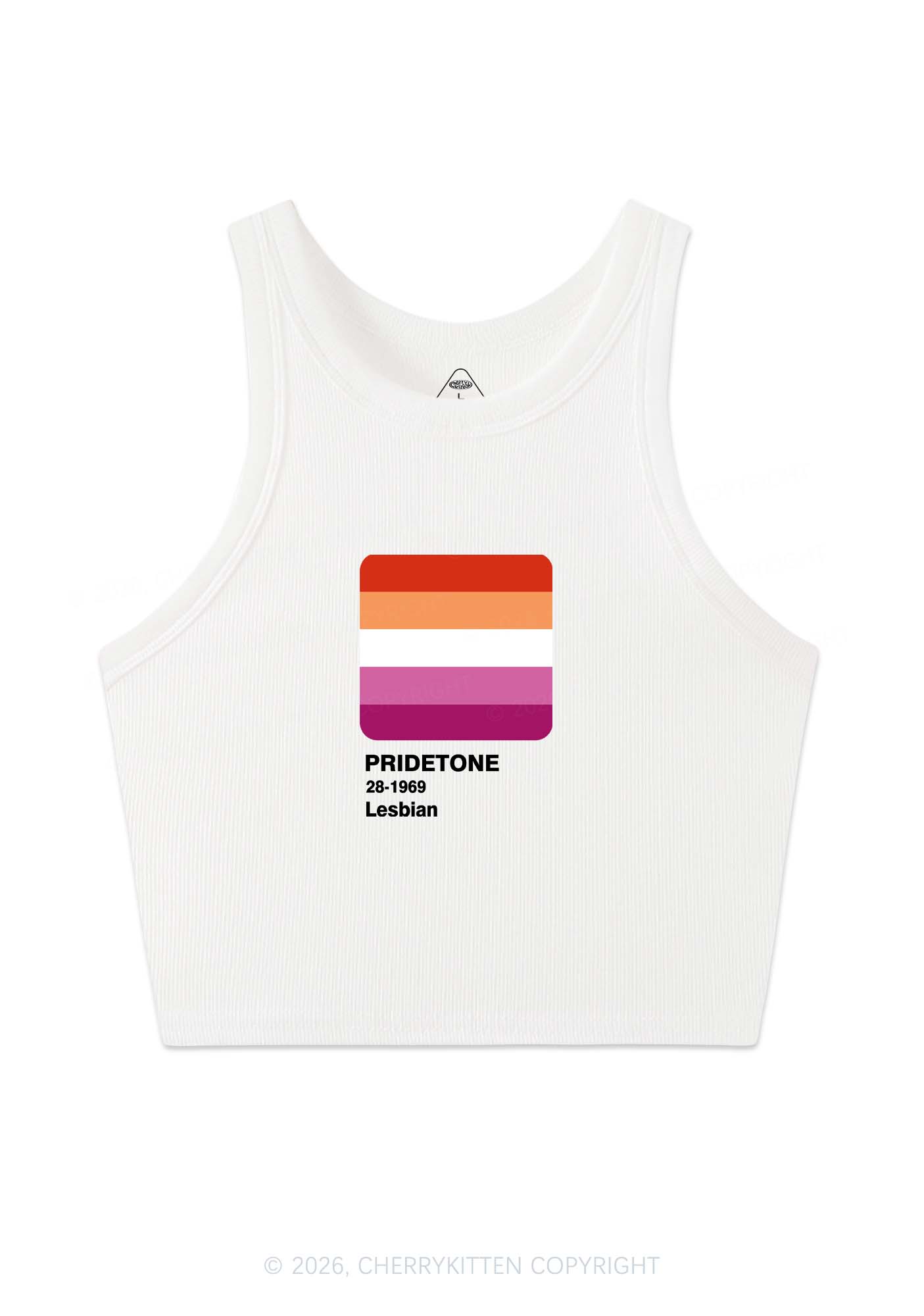Pridetone Lesbian Pride Y2K Crop Tank Top Cherrykitten