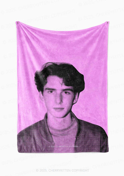 Custom Pixel Portrait Valentine's Day Y2K Plush Blanket Cherrykitten