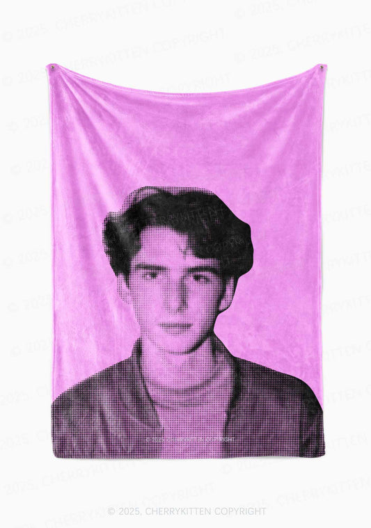 Custom Pixel Portrait Valentine's Day Y2K Plush Blanket Cherrykitten