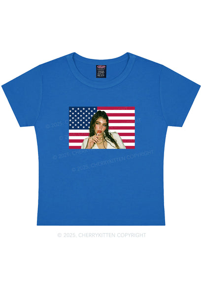 Custom Portrait Flag Y2K Baby Tee Cherrykitten