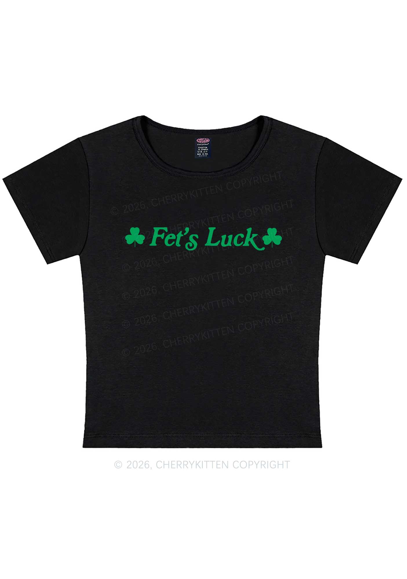 Fets Luck St Patricks Y2K Baby Tee Cherrykitten