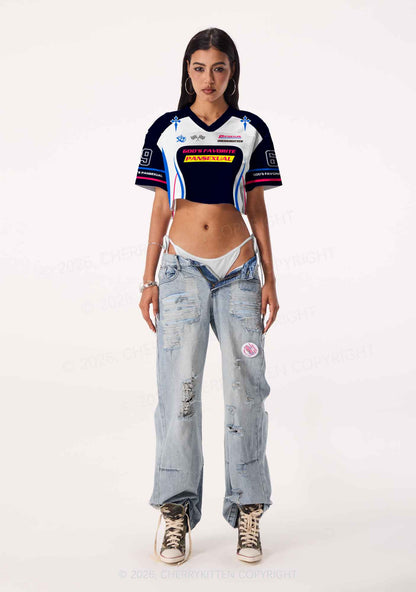 Gods Favorite Pansexual Pride Y2K Crop Sport Jersey Shirts Cherrykitten
