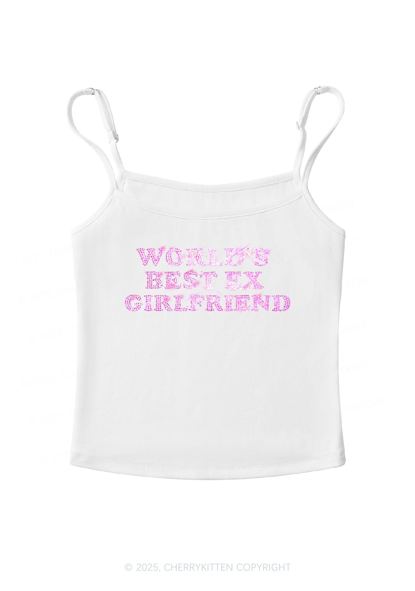 Rhinestone Best Ex Girlfriend Y2K Spaghetti Strap Cami Cherrykitten