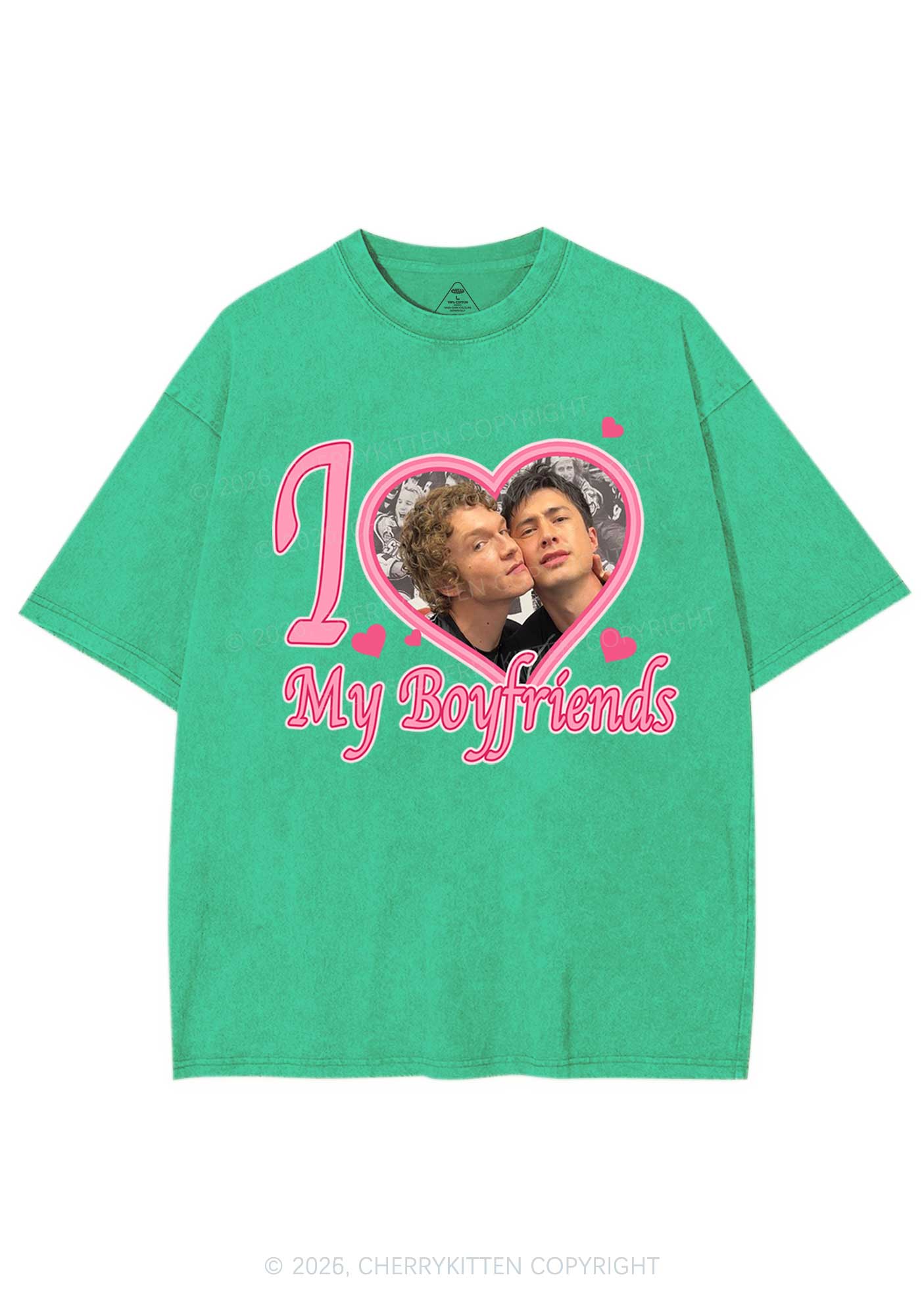 I Love My Boyfriends HR Y2K Shirts Washed Tee Cherrykitten