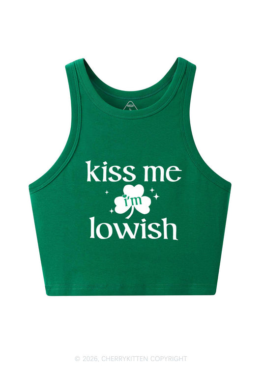 Kiss Me Im Iowish St Patricks Y2K Crop Tank Top Cherrykitten
