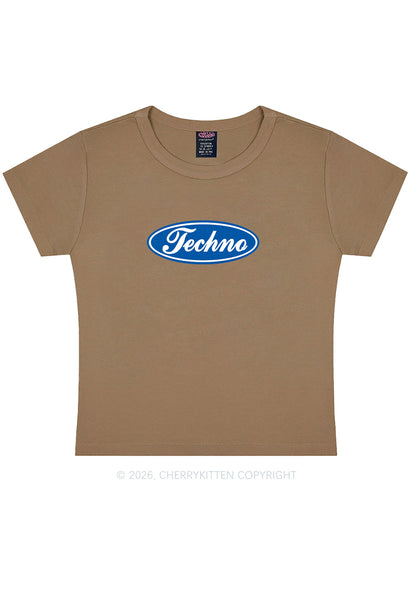 Oval Techno Y2K Baby Tee Cherrykitten
