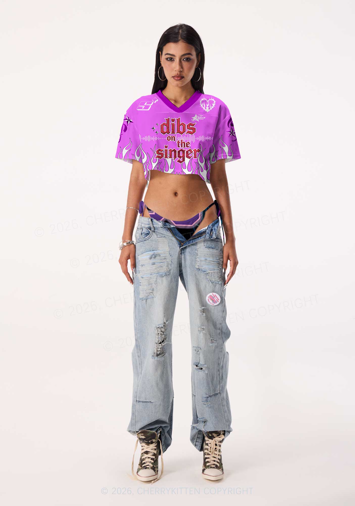 Dibs On The Singer Y2K Crop Sport Jersey Shirts Cherrykitten