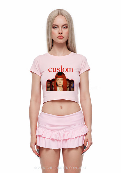 Custom Five Portraits Y2K Baby Tee Cherrykitten
