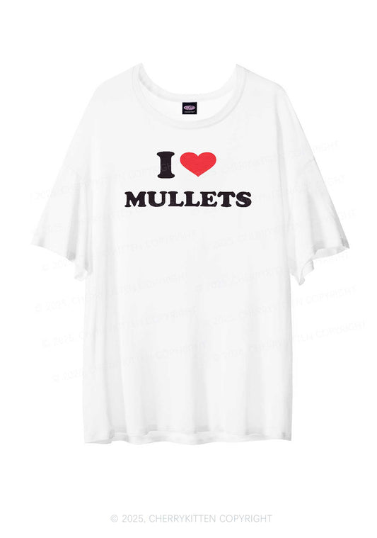 I Love Mullets Y2K Sheer Boyfriend Tee Cherrykitten