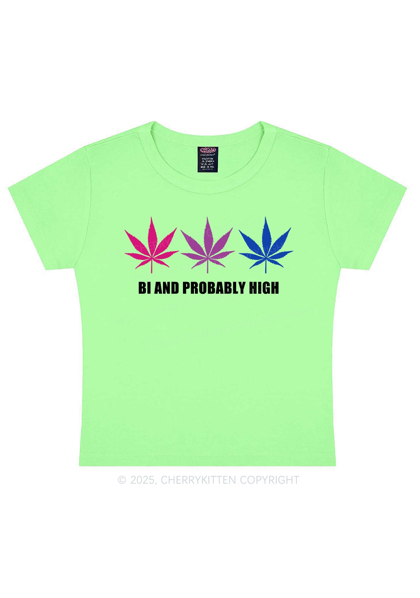 Bi Probably High Pride Y2K Baby Tee Cherrykitten