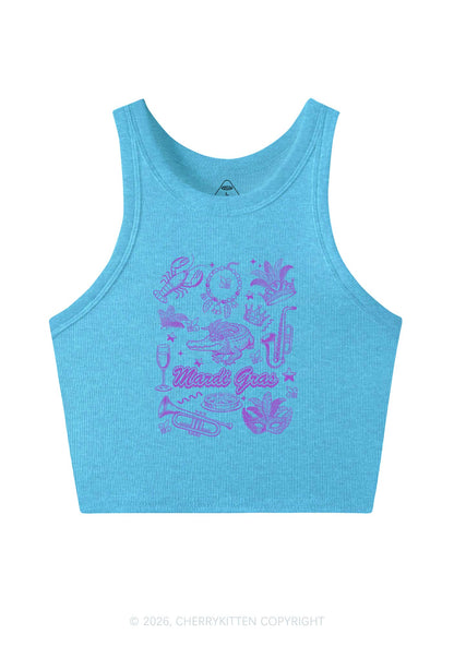 Mardi Gras Symbols Y2K Crop Tank Top Cherrykitten