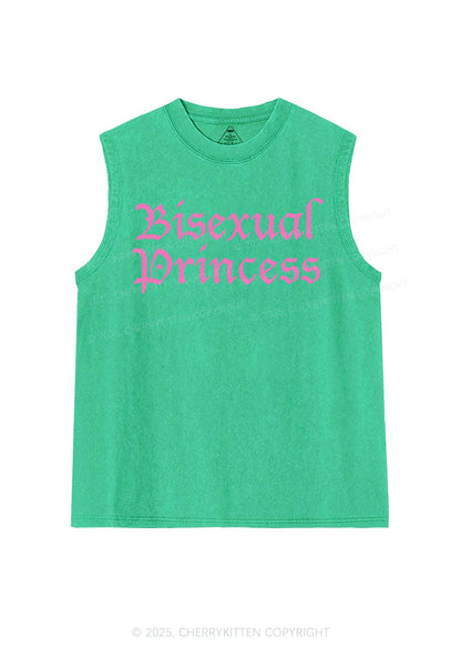Bisexual Princess Pride Y2K Washed Muscle Tank Cherrykitten